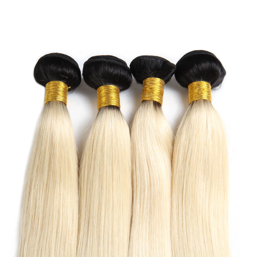 Brazilian Virgin Hair Ombre Hair Weave Human Hair Bundles 1b/613 Color Remy Hair Weave Blonde Hair Weft