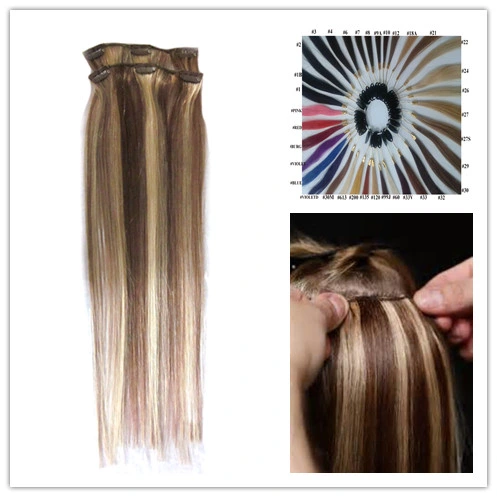 Wholesale 100% Human Hair Full Head Clip in Hair Extensions