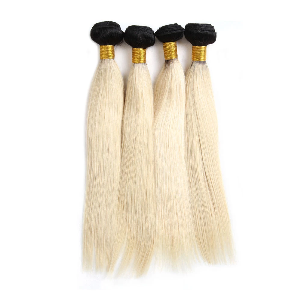 Brazilian Virgin Hair Ombre Hair Weave Human Hair Bundles 1b/613 Color Remy Hair Weave Blonde Hair Weft