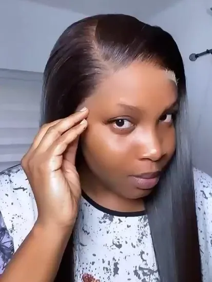 30 40 Inch Natural Transparent HD Straight Indian Hair Lace Front Wigs