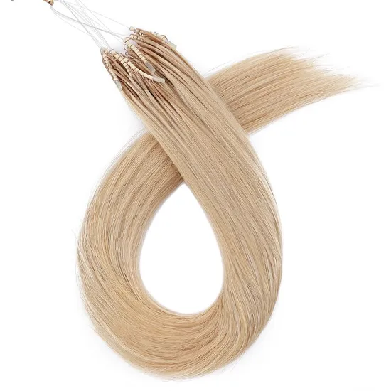 8d Natural Hair Extensions Human Hair 50PCS 0.6g/S Micro Ring Blonde Micro Link Hair Loop Extension Silicone Russian Remy Hair