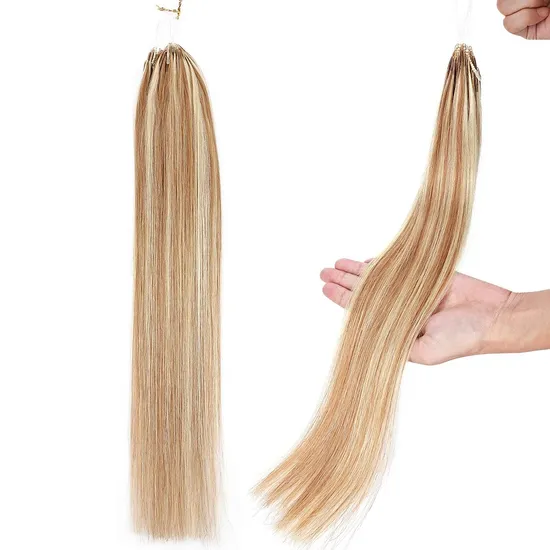 8d Natural Hair Extensions Human Hair 50PCS 0.6g/S Micro Ring All Colors Micro Link Hair Loop Extension Silicone European Remy Hair