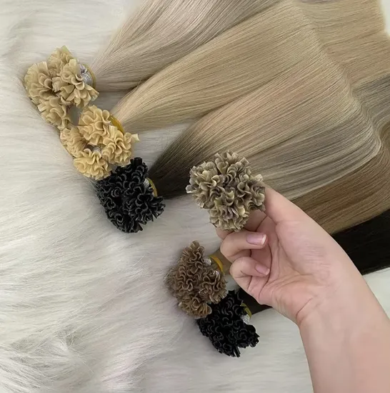 100% Human Virgin Hair Italian Keratin U Tip Hair Deep Wave Pre