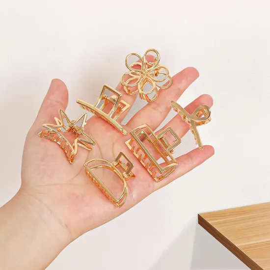 Gold Alloy Hair Claw Clips for Women 