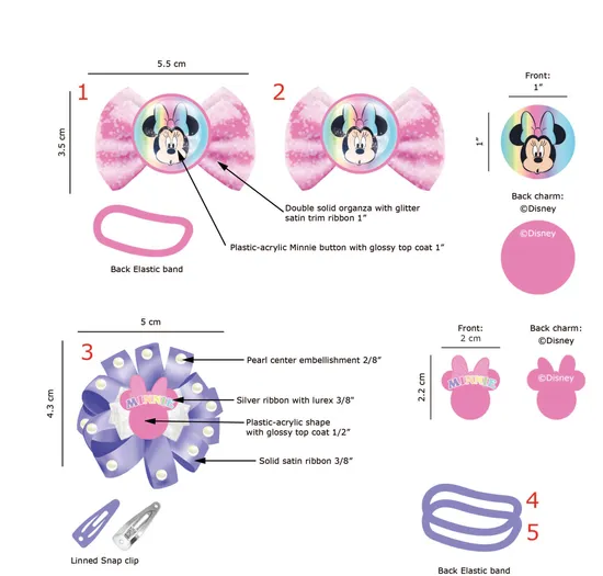 Custom Hair Accessories Set Small Bow Knot Minnie and Frozen Girl Hair Clip 