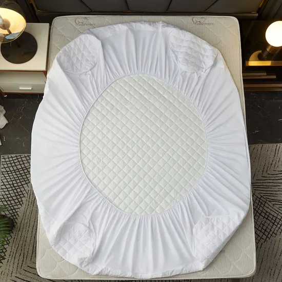 Waterproof Bamboo Fabric Mattress Pad, Mattress Topper with Stretch Skirt 
