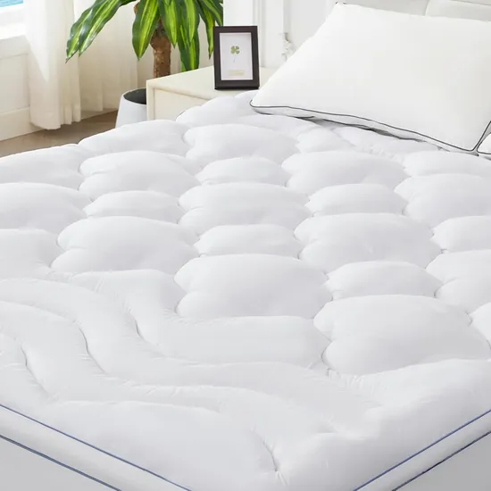 Thick Mattress Topper Leaf Clover Soft Mattress Protector Down Alternative Fill 