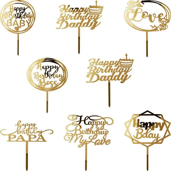 Acrylic Happy Birthday Cake Topper Insert Plaque for Birthday Party 