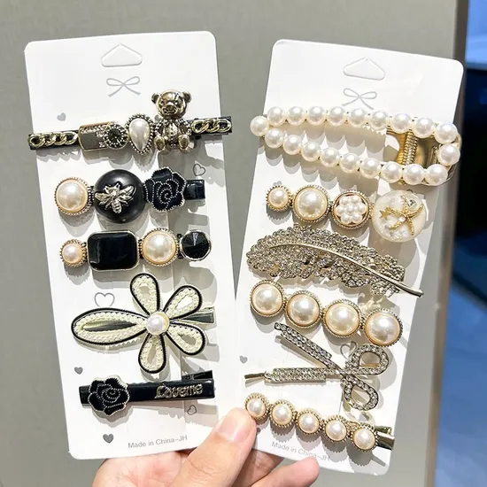 5PCS/Set Girl Pearl Hair Clips Alloy Pearl Hair Accessories Clips and Pins 