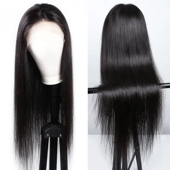 Factory Price 26 Inch Human Hair Wig Full Lace Virgin Human Long Hair Bone Straight Shiny Lace Wig 