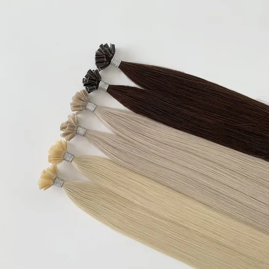 Double Drawn Balayage Keratin Pre Bonded U Tip Flat Tip Bone Straight 100% Natural Human Hair 
