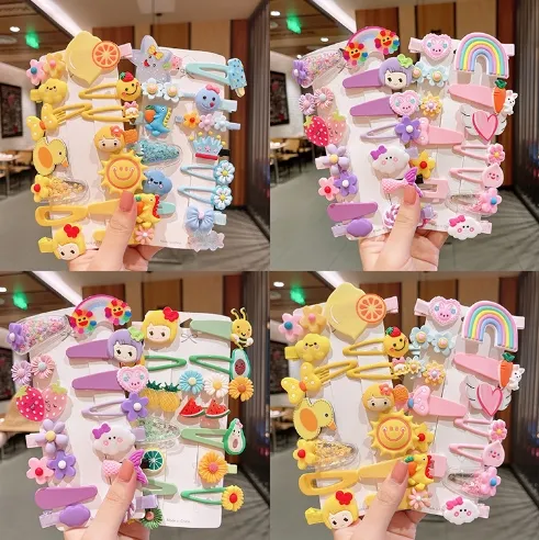 14 PCS/Set Cute Butterfly Hairgrips Kids Hair Clip Hair Accessories Cartoon Hair Clip for Girls 