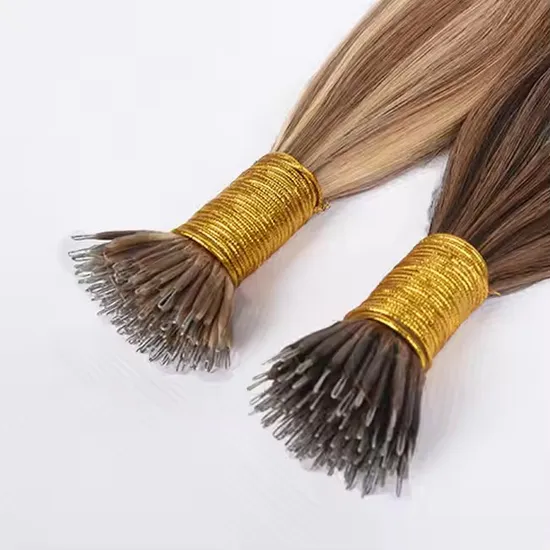Youzi Hair Extensions High Quality Raw Virgin Cuticle Aligned Rooted Mixed Color Nano Ring Human Hair Extensions 
