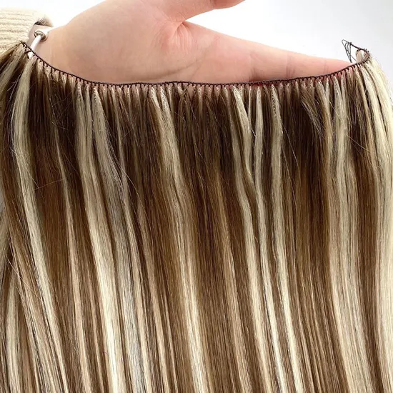 DIP Dyed Color Brazilian Hair Extensions Highlighted/Honey Blond, Remy Human Hair Straight Balayage Hair Weft