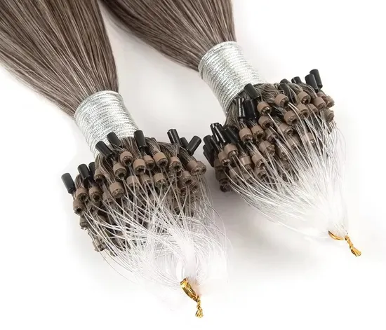 Sample Natural Cuticle Aligned Virgin Hair 50g Micro Ring Loop Hair Extension Straight Super Double Drawn Micro Link Extensions 
